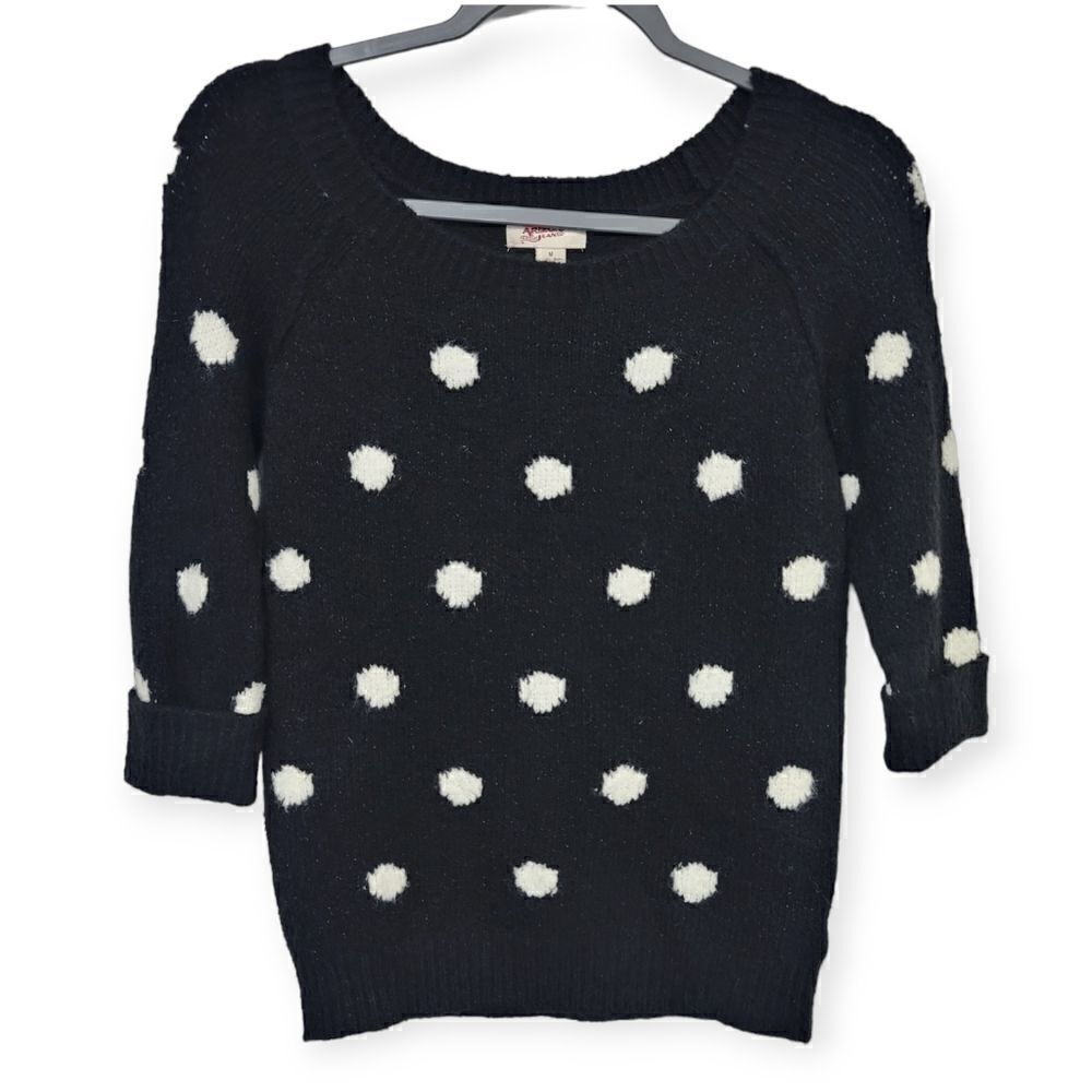 Arizona jean co. Black and white Polka dot sweater, medium